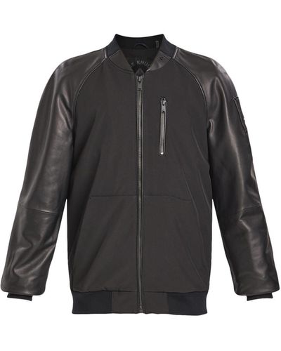 Moose Knuckles Men's Rouge Park Bomber With Leather Sleeves - Black
