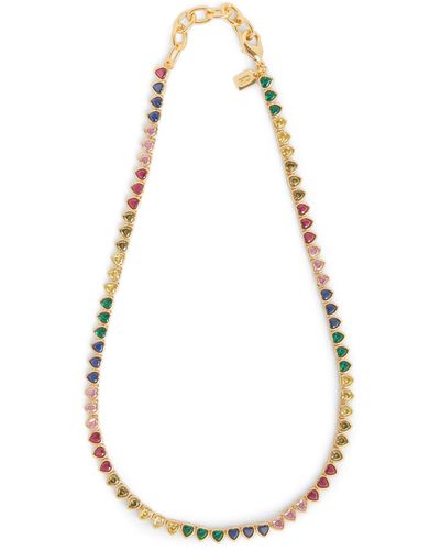 Crystal Haze Jewelry Women's Rainbow Hearts Necklace - White