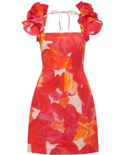 Forever New Women's Mackenzie Ruffle Sleeves Mini Dress - Red