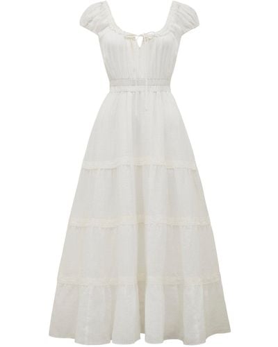 Forever New Women's Tuscany Trim Detail Midi Dress - White