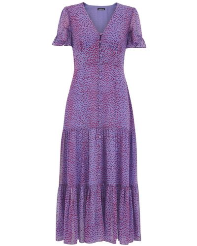 Whistles Women's Sketched Cheetah Dobby Dress - Purple