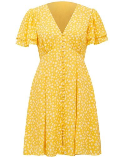 Forever New Women's Pria Button Through Mini Dress - Yellow