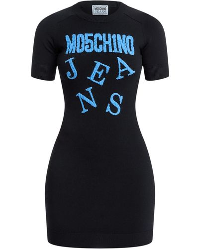 Moschino Jeans Women's Stretch Dress With Logo - Black