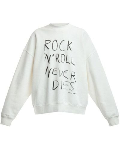 Anine Bing Women's Miles Sweatshirt Rock N Roll - White