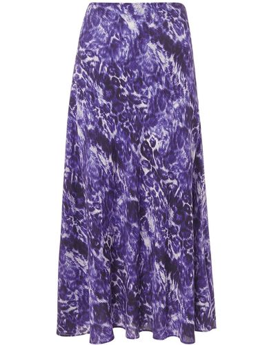 Whistles Women's Glossy Leopard Bias Skirt - Purple