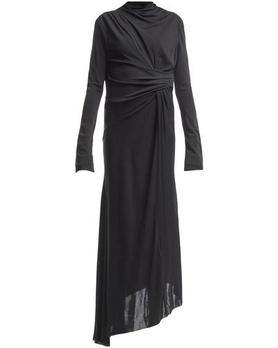 Victoria Beckham Women's High Neck Asymmetric Draped Dress - Black