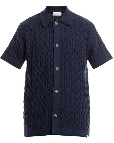 Les Deux Men's Garrett Knitted Short Sleeve Shirt - Blue