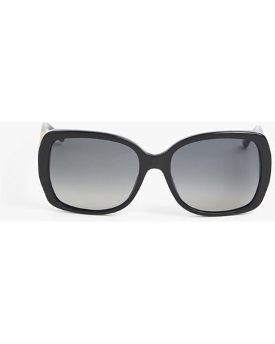 Burberry Women's Oval Check Arm Acetate Sunglasses - Grey