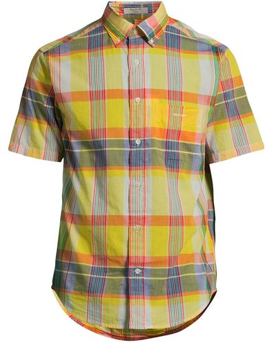 GANT Men's Madras Check S/s Shirt - Yellow