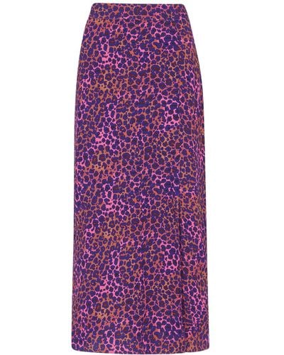 Whistles Women's Mottled Leopard Midi Skirt - Purple