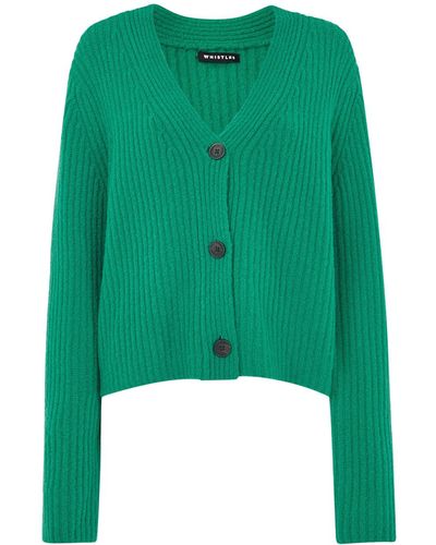 Whistles Women's Wool Mix Rib Cardigan - Green