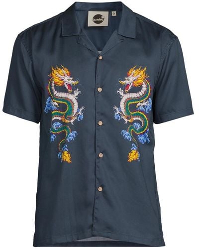 Boardies Men's Shenlong Dragon Short Sleeve Shirt - Blue