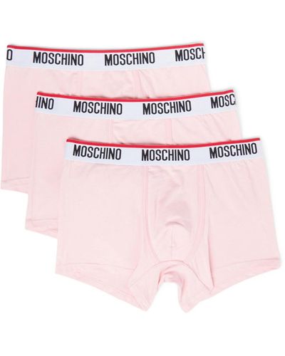 Moschino Men's 3 Pack Waistband Trunk - Pink