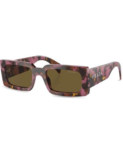 Prada Women's Rectangular Slim Frame Acetate Sunglasses - Pink