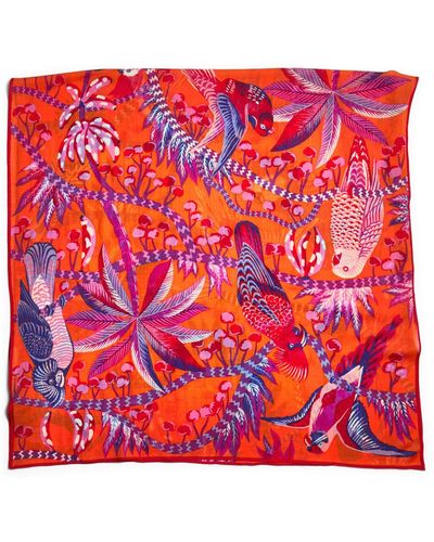 Inoui Edition Women's Birds Wool Scarf - Red