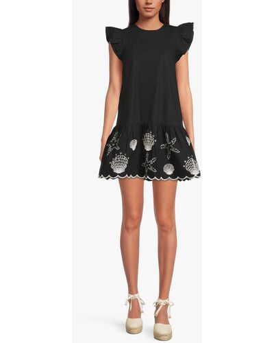 Never Fully Dressed Women's Mini Dress With Shell Embroidery - Black