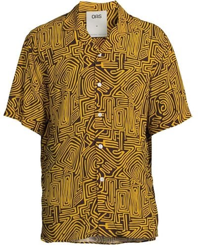 Oas Men's Tawny Golconda Viscose Shirt - Yellow