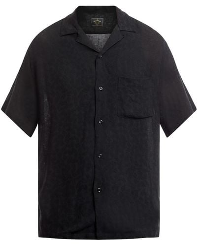 Portuguese Flannel Men's Modal Jacquard Abstract Pattern Short Sleeve Shirt - Black