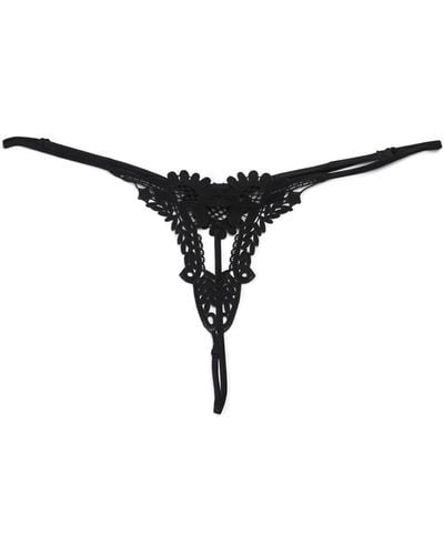 Kiki de Montparnasse Women's Lace Ouvert Thong - Black