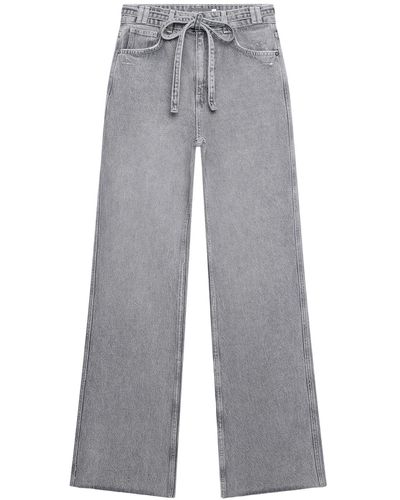 Mint Velvet Women's Washed Relaxed Wide Jeans - Grey
