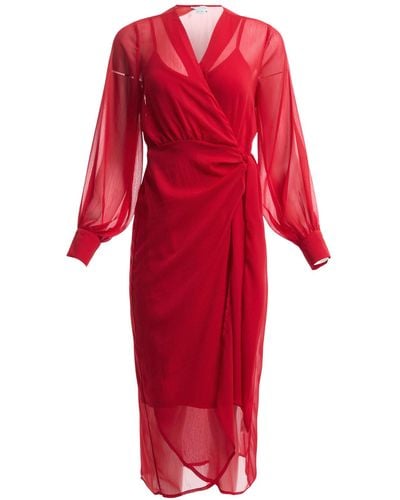 Never Fully Dressed Women's Sheer Midaxi Vienna Dress - Red