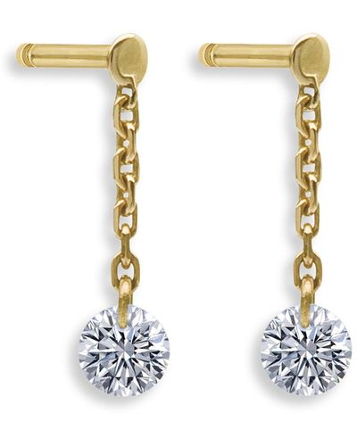 La Brune Et La Blonde Women's 360° Mini Pendant Diamond Earrings 18k Gold - Metallic