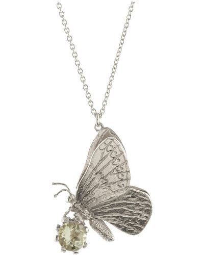 Alex Monroe Women's Green Amethsyt Butterfly Necklace - White