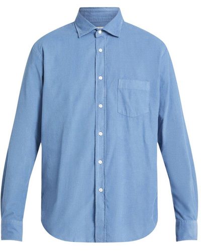 Hartford Men's Paul Pat Baby Cord Shirt - Blue