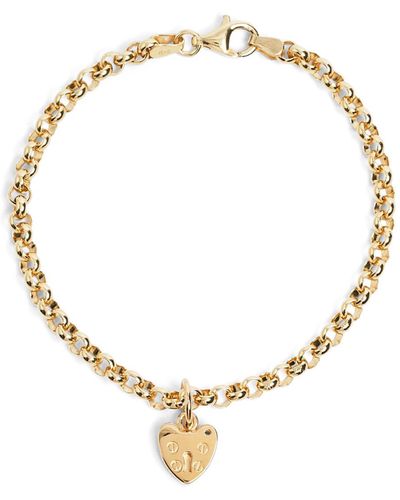 Tilly Sveaas Women's Small Padlock Heart On Belcher Chain Bracelet - Metallic