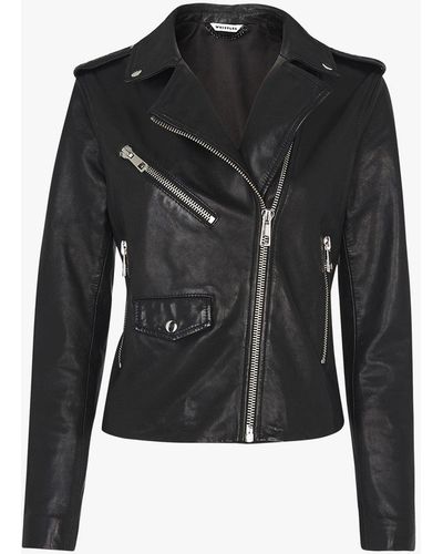 Whistles Women's Agnes Pocket Leather Jacket - Black