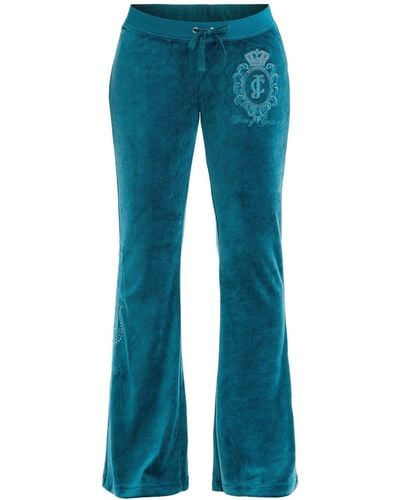 Juicy Couture Women's Heritage Crest Ultra Low Rise Bamboo Trousers - Blue