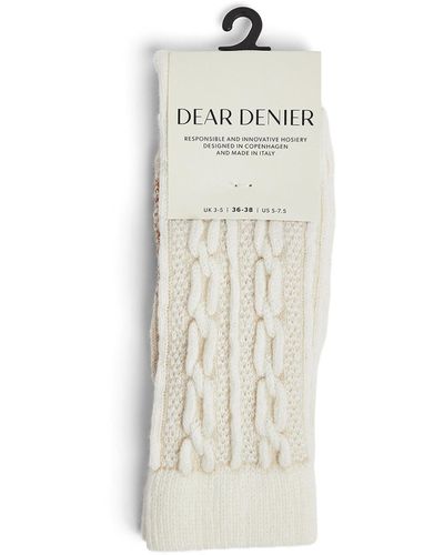 Dear Denier Women's Saga Cable Knit Socks - White
