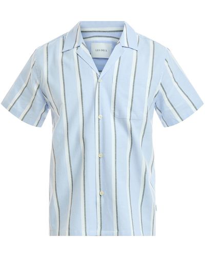 Les Deux Men's Lawson Stripe Short Sleeve Shirt - Blue