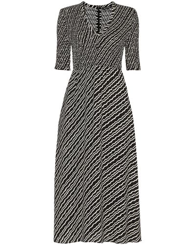 Whistles Women's Diagonal Ripple Shirred Dress - Grey