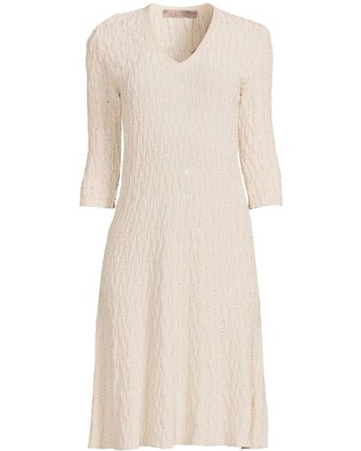 D. EXTERIOR Women's V Neck Sequin Dress - White
