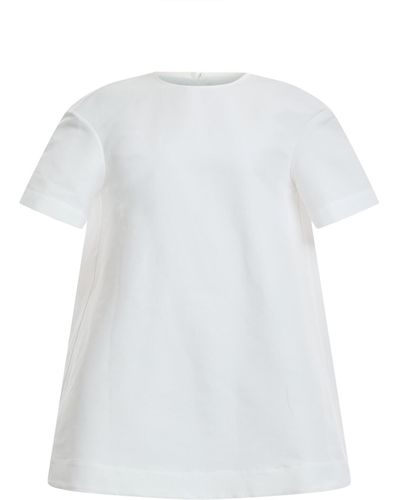 Marni Women's Cocoon Top With Short Sleeves And Boat Neckline - White