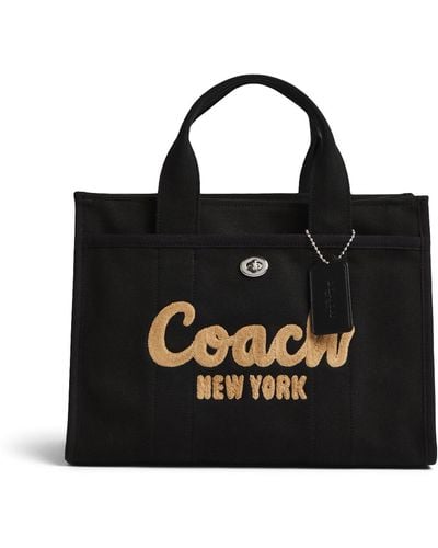 COACH Logo-embroidered Detachable-strap Canvas Tote Bag - Black
