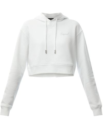 DSquared² Women's Cool Cropped Hoodie - White