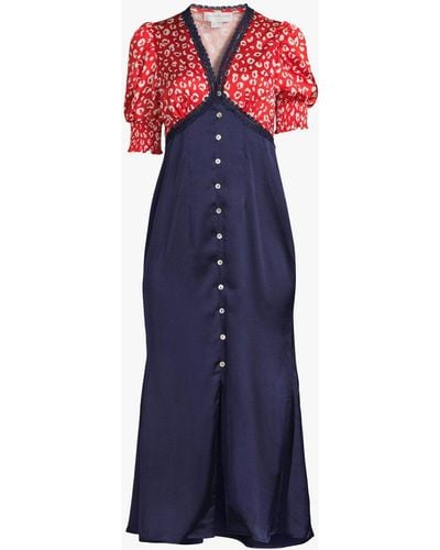 Never Fully Dressed Women's Red Animal And Navy Lindos Dress - Blue