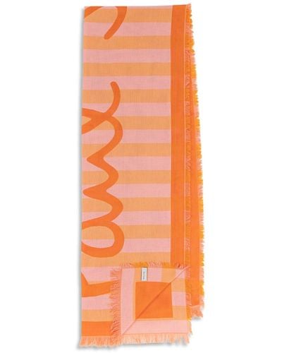 Paul Smith Women's Reversible Horizontal Stripe Logo Scarf - Orange