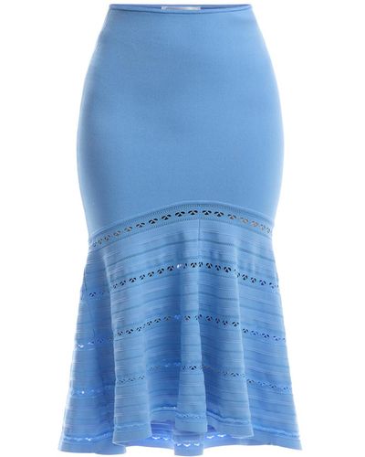 Victoria Beckham Women's Flared Midi Skirt - Blue