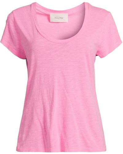 American Vintage Women's Jacksonville Scoop Neck T-shirt - Pink