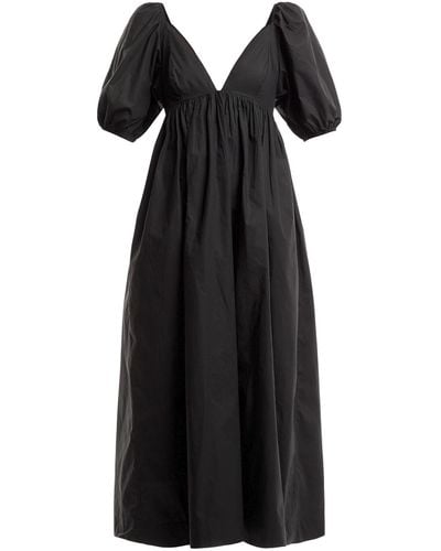Ganni Women's Cotton Poplin Long Dress - Black