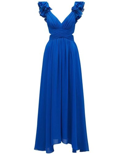 Forever New Women's Selena Ruffle Shoulder Maxi Dress - Blue