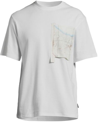 RÆBURN Men's Ræmade Short Sleeve Rayon Off-cut Pocket T-shirt - Grey