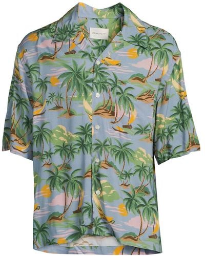 GANT Men's Hawaii Print Short Sleeve Shirt - Green