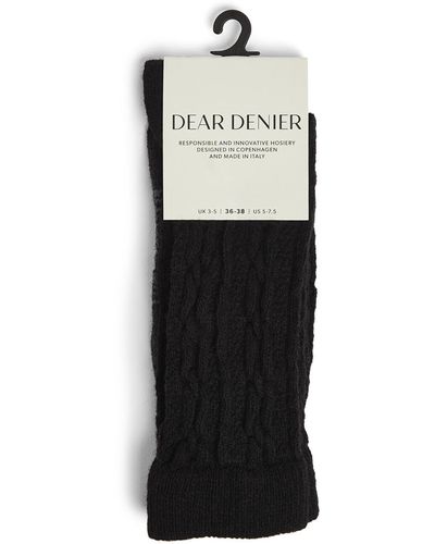 Dear Denier Women's Saga Cable Knit Socks - White