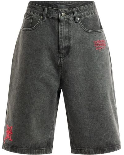 Ed Hardy Men's Black Snake Denim Jorts Shorts - Grey