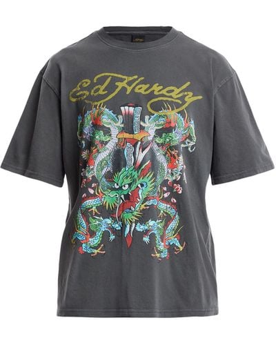 Ed Hardy Men's Battle Of The Dragons Tee - Grey