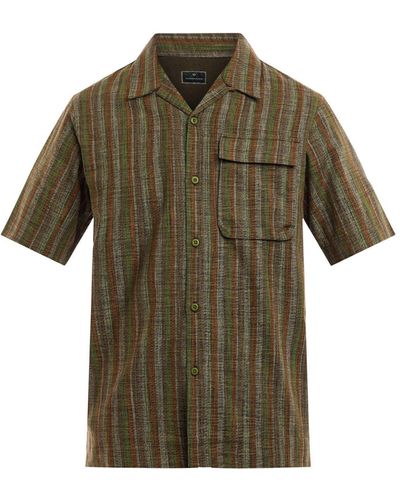 Maharishi Men's Shortsleeve Japanese Wagara Shirt - Green
